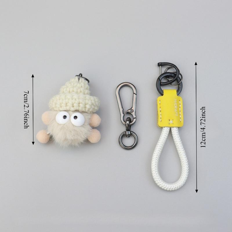 Fluffy Plush Ball Keychain Car Key Accessory Women Bag Charm Soft Adorable Little Coal Ball Pendant Jewelry for Auto Decor