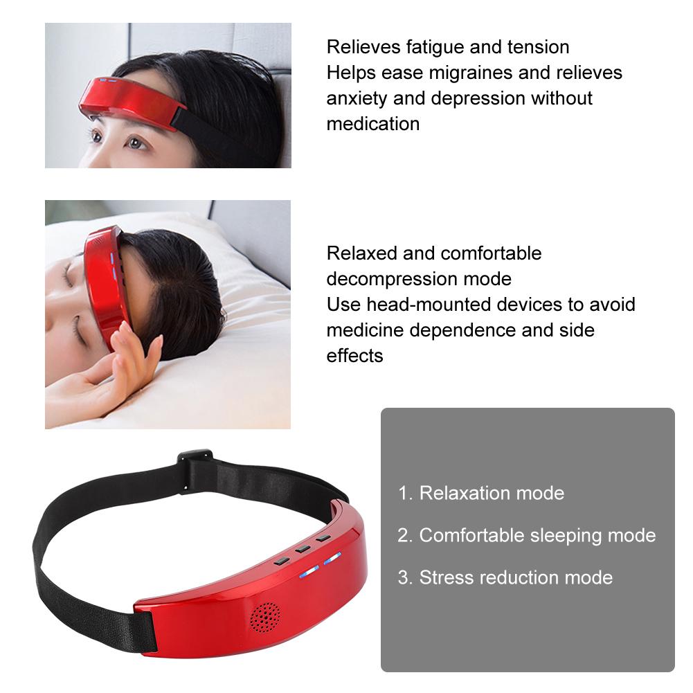 Multi Functional Head Massager Voice Prompt Low Frequency Pulse Insomnia Improvement Machine(Voice Heating Red )