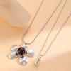 Exaggerated Large Flower Shaped Pendant Necklace For Women Fashion Silver Color Long Adjustable Snake Bone Chain Jewelry Gifts