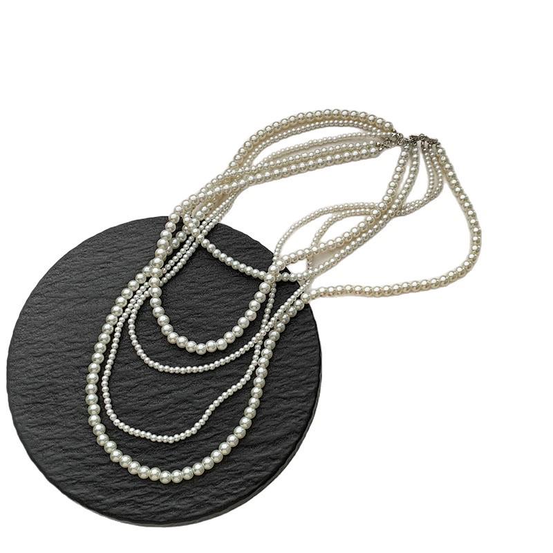 French Retro Glass Pearl Multi-Layer Necklace - Elegant, Simple Clavicle Jewelry
