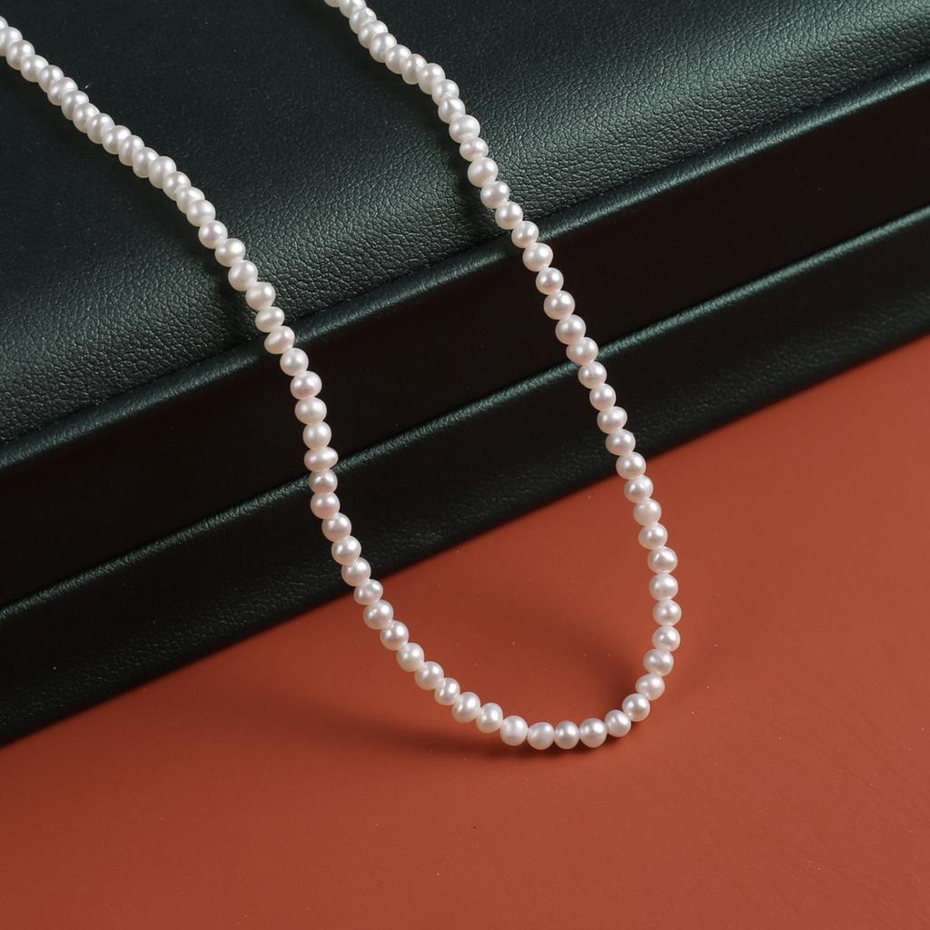 1String, White Natural Freshwater Pearl, Handmade Punch Pearl Beads, 2-3mm, for DIY Necklaces Bracelets Supplies, Women Crafts 36cm
