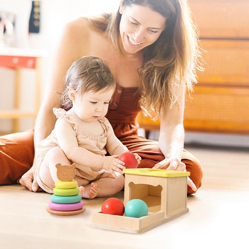 Kids Wooden Montessori Toys Coin Ball Busy Drum Color Shape Cognition Match Educational Sensory Toys Baby Teaching Aid Toy Gifts