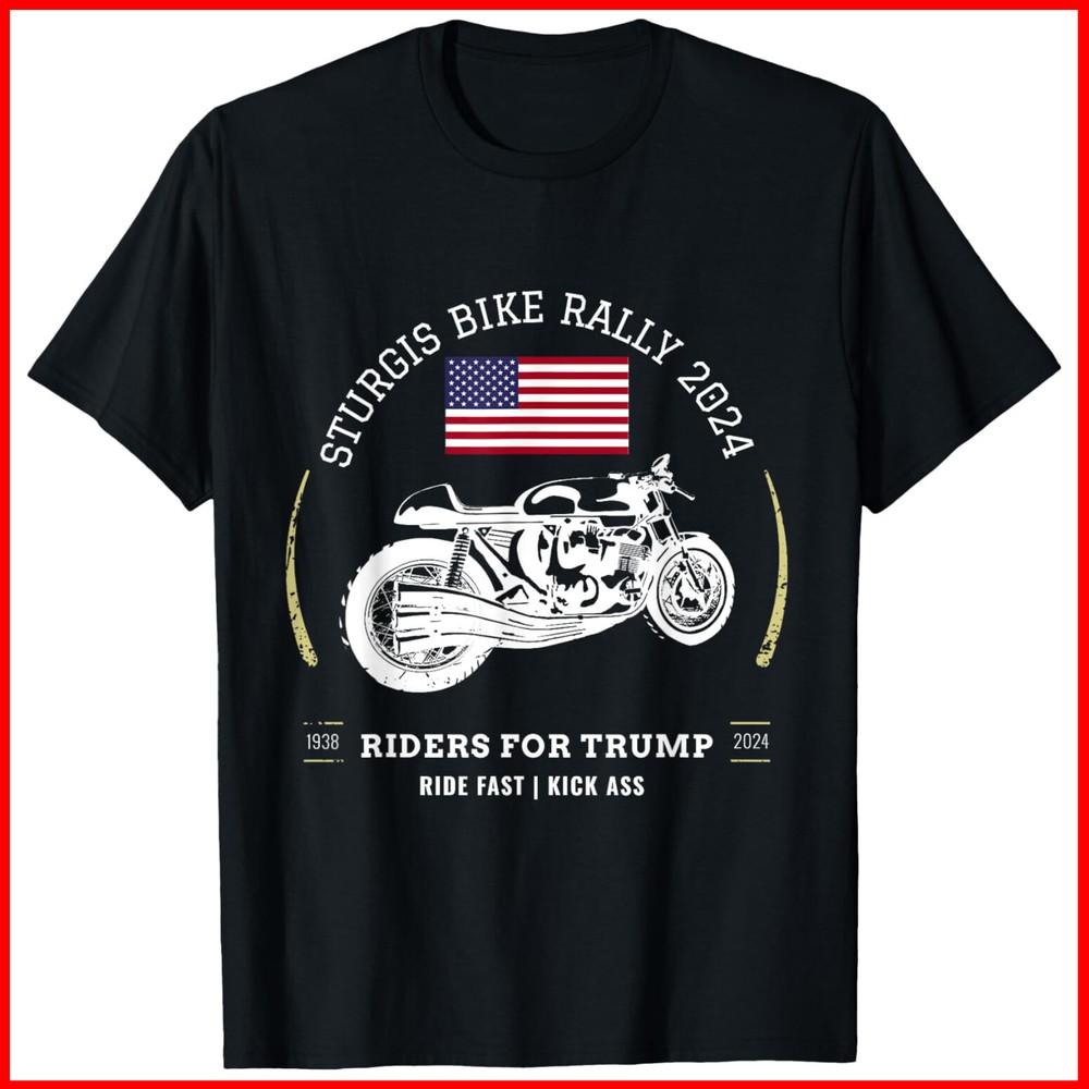Sturgis South Dakota Bike Rally 2024 Trump Motorcycle Trike Black Cotton T-Shirt Unisex T-Shirt XXXL