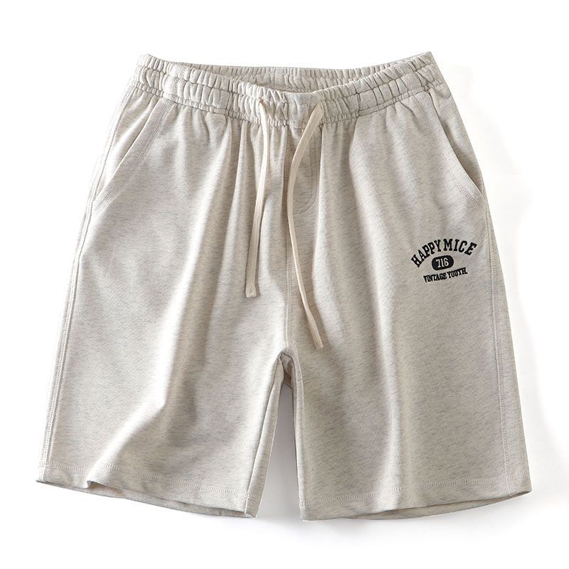 Pure Cotton Casual Shorts for Men 2024 Summer New Trendy Knitted Five-Point Pants Export Men's Pants All-Cotton Embroidered Pants