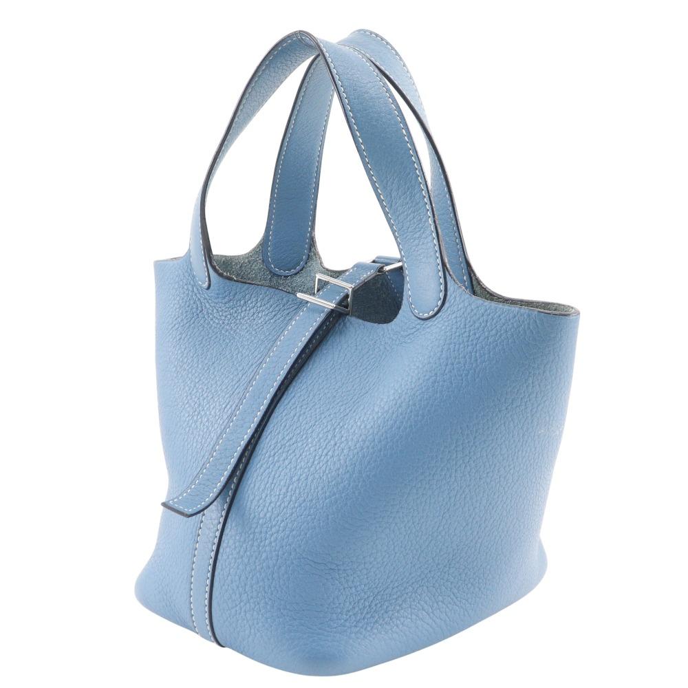 HERMES Picotin18 PM Handbag Blue gene light blue/SilverHardware Taurillon Clemence Women Used