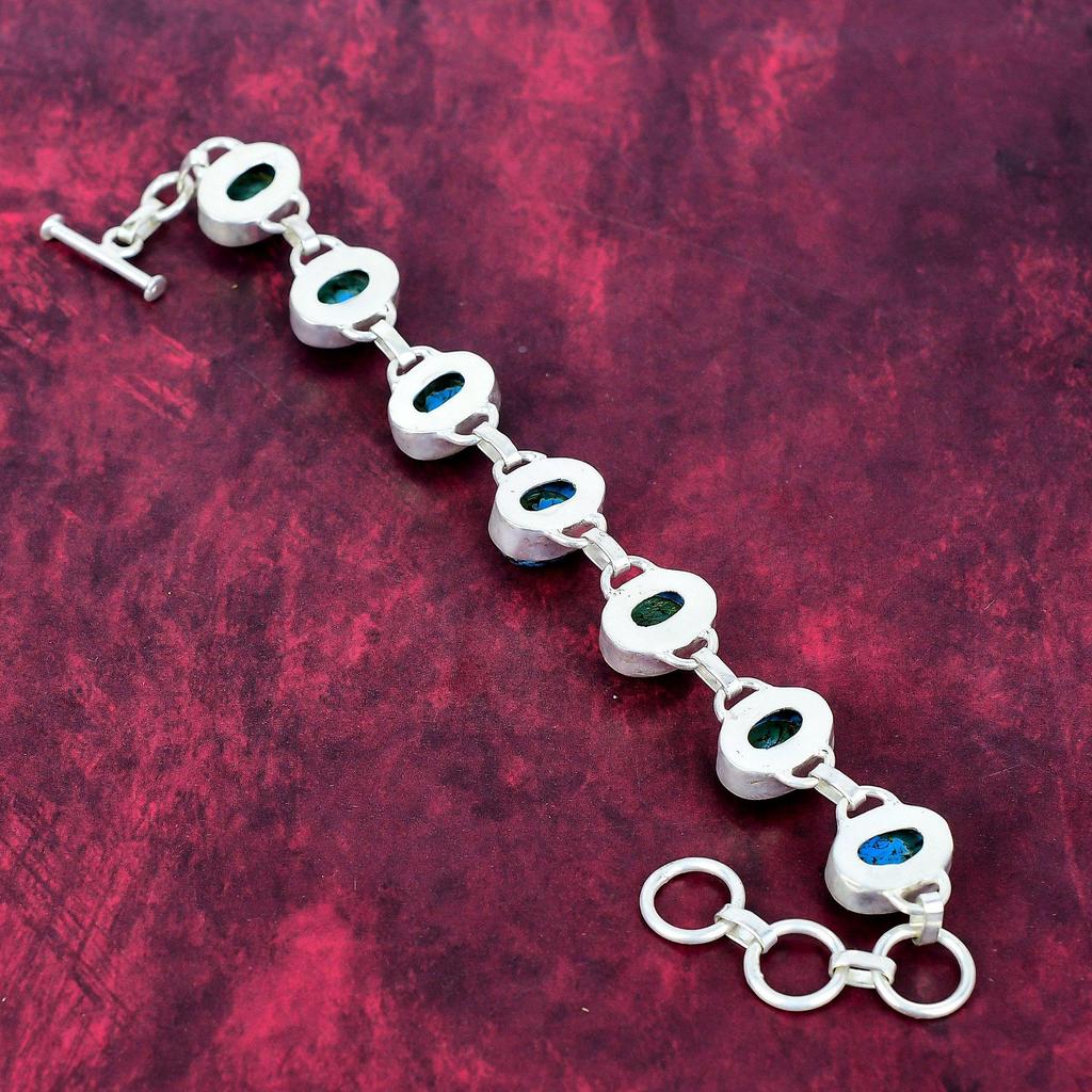 Tibetischer Türkis 925 Massiv Sterlingsilber Armband, Handgefertigter Edelstein Armschmuck, Geschenke für Ehefrau Brandneues Armband