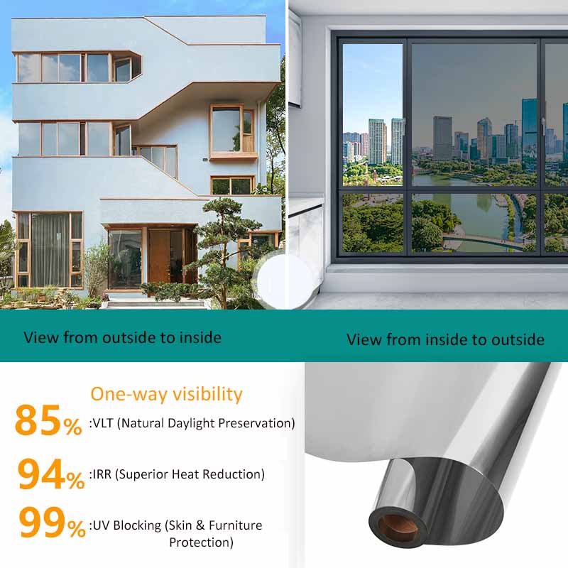 Siltumizolācijas logs Privātuma plēve pret atspīdumu vienvirziena spogulis saules plēve Mājas veikala logi UV bloķēšana