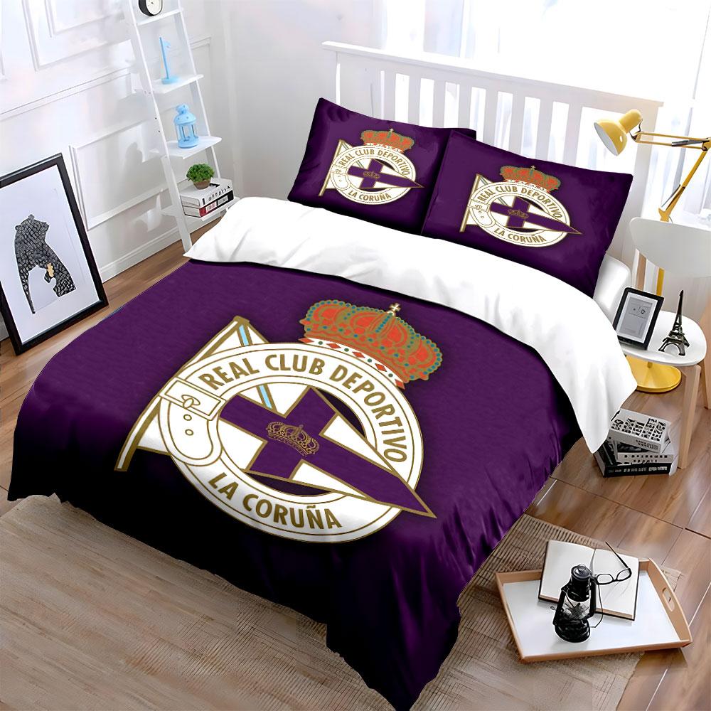 Purple Deportivo La Coruña Set Bedding Duvet Cover Set Duvet Cover Pillowcases  (1 * Duvet Cover 2 * Pillowcases, without duvet insert)