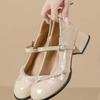 Skinny French Mary Jane shoes soft leather light mouth thick heel pearl single shoes with skirt fairy style foreign style versatile shoes