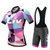 Women's Summer Cycling Jersey New Short Sleeved Cycling Suit Set Sports Shirt Quick Drying Jacket Cycling Bib with Cushion