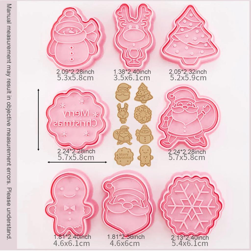 Cookies Cutter Christmas Dough Stamp Plastic 3D Cartoon Pressable Biscuit Mold Confectionery Baking Pastry Bakeware