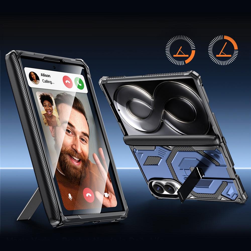 Armored Case for Samsung Galaxy Z Fold 8, with Stand and Hinge Cover, for MagSafe, Blue