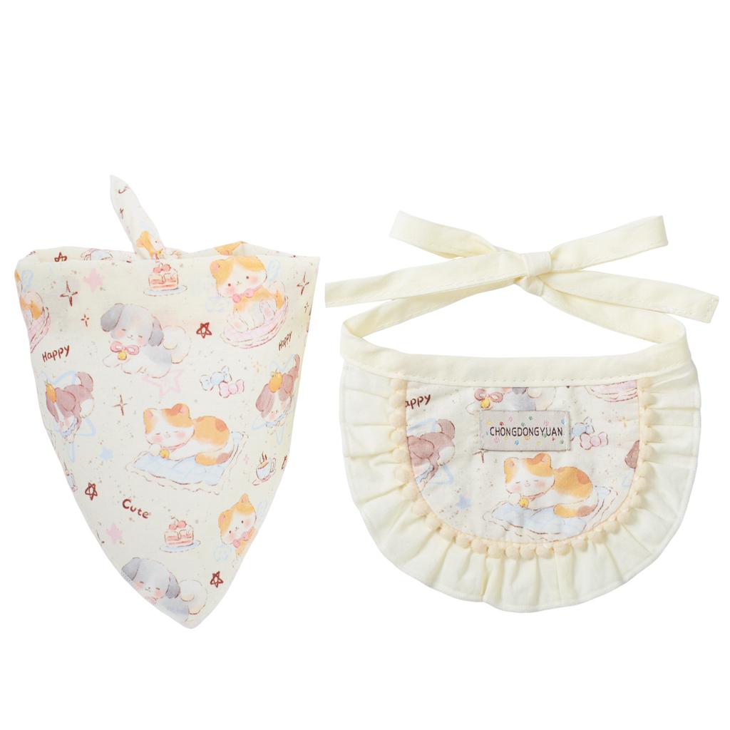 Pet Cute Dog Cotton Printed Small Bib Pet Saliva Towel Teddy Pomeranian Scarf Cat Jewelry Dog Supplies