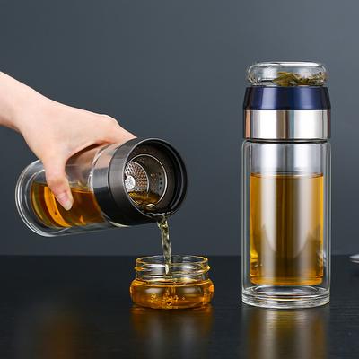 Çay Su Şişesi Yüksek Borosilikat Cam Çift Katmanlı Çay Su Bardağı Demlik Bardak Bardak Su Şişesi Çay Filtresi ile
