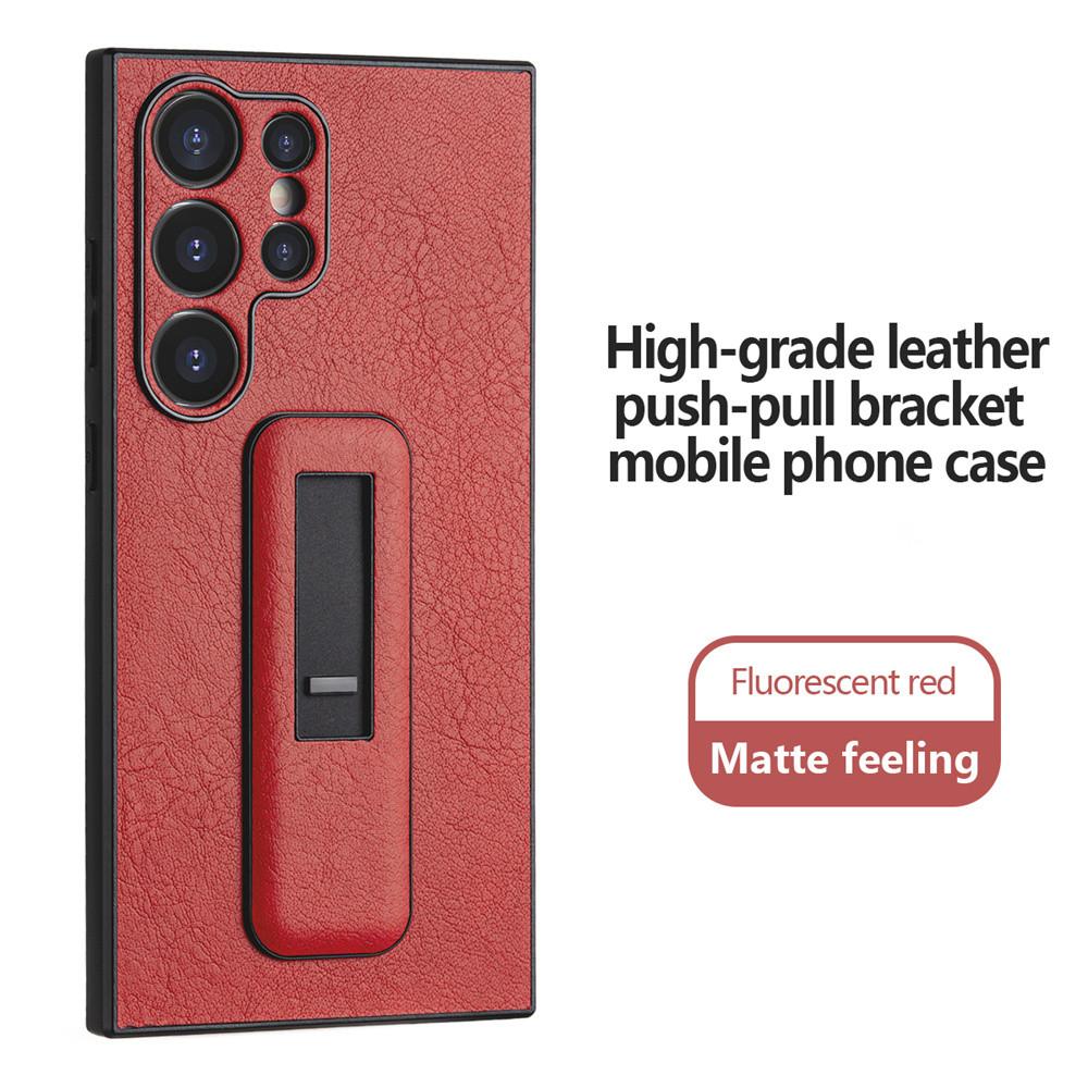 Push Pull Holder Case For Samsung S24 Ultra S23 Ultra S22 S21 Plus Leather Cover For Galaxy S24 Plus Matte Feeling Bracket Cover