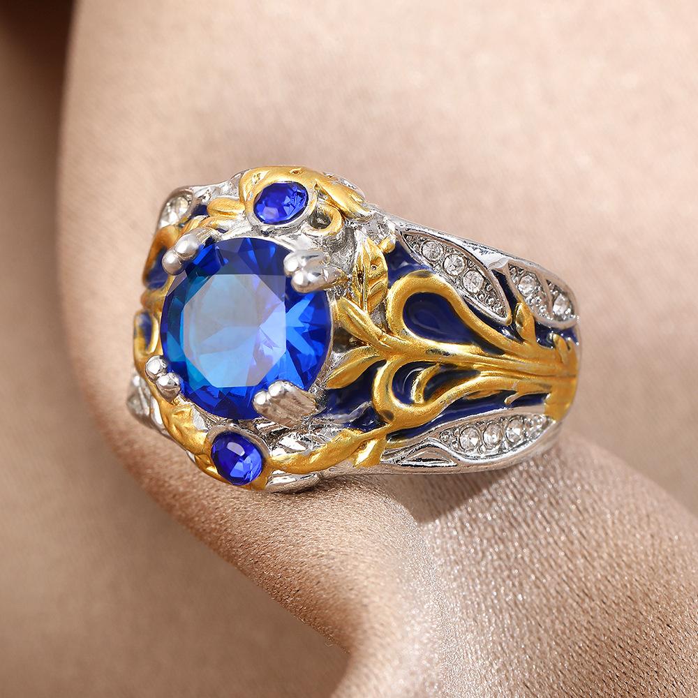 Retro Inlaid Sapphire Ring Creative Simple Ring Light Luxury Hand