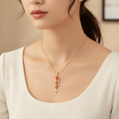 3D Charms Fish Pendant Necklace Elegant Marine Life Necklace Cute Enamel Ocean Necklace  Retro
