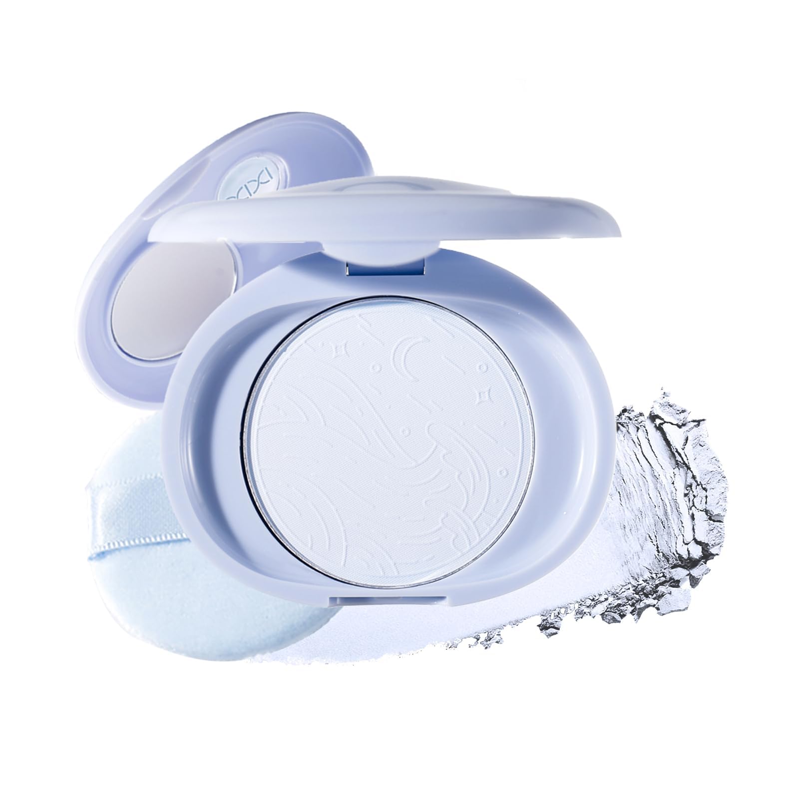 XIXI BOX Foundation Powder - High Coverage, Shine Control, Smooth Matte Finish, Long-lasting, Compact, Portable #1 Blue