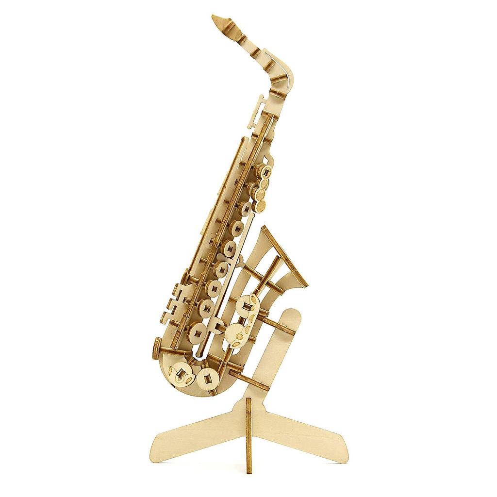 Ki-gu-mi Saxophone Pen Stand - A 3D Wooden Puzzle DIY Craft Kit for Kids and Adults Alike - Educational Toy for Boys and Girls - a Great 3D Art Piece