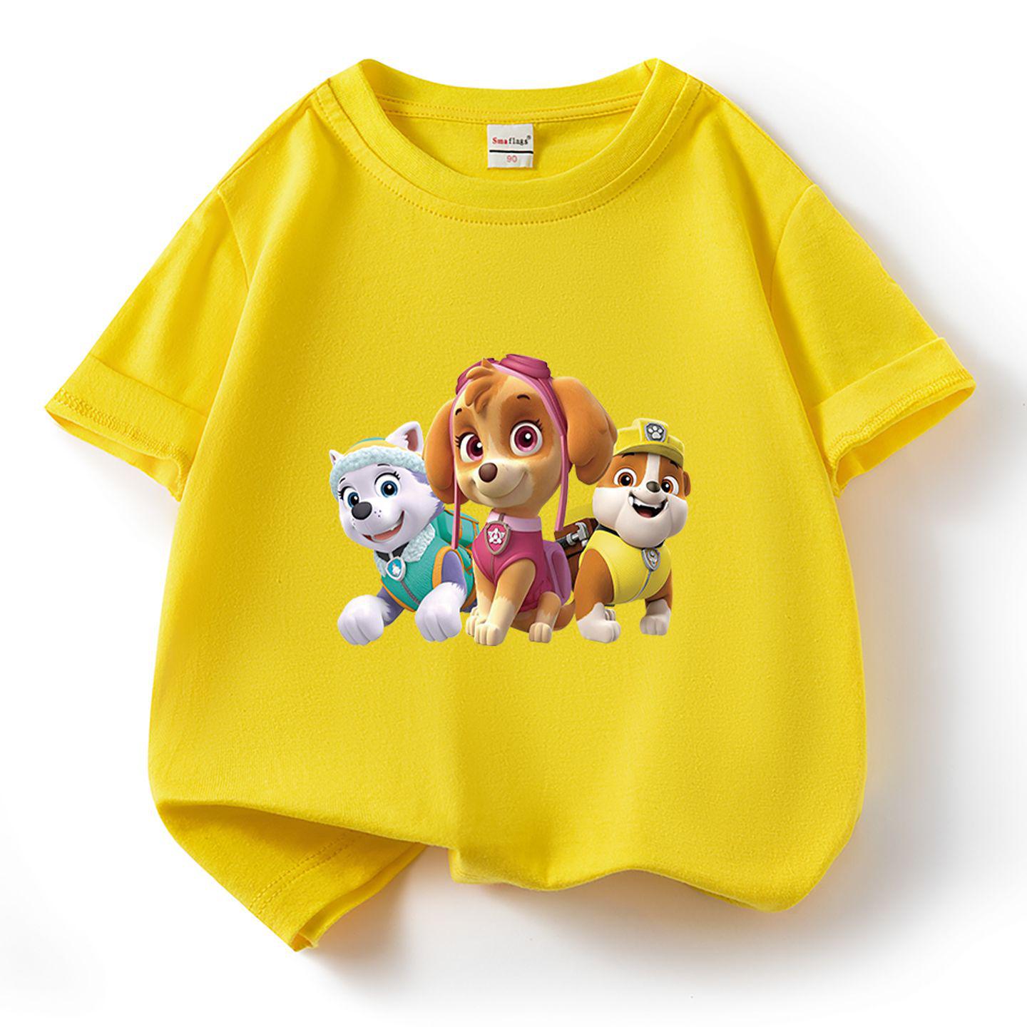 Paw Patrol 2026 Unisex Kids  Cotton T-Shirt - Summer Short Sleeve Crewneck 100 cm жёлтый