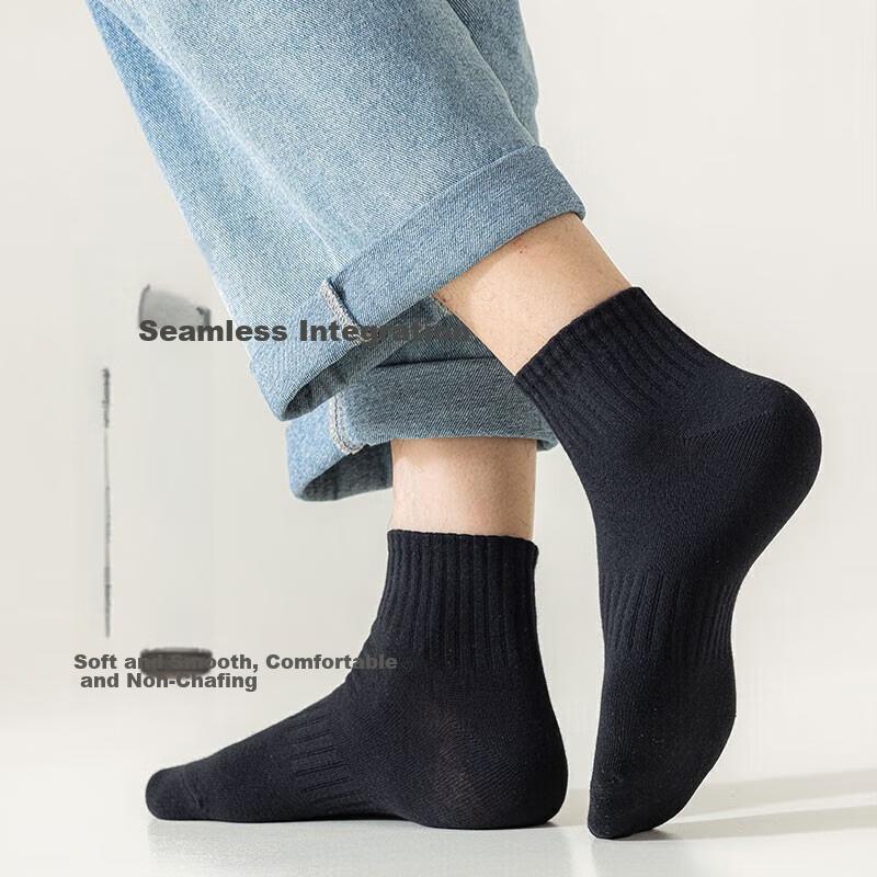 Men's Socks, 100% Pure Cotton, 10A And Odor-Resistant Short Socks, Breathable Solid Color Low-Cut Ankle Socks for Spring And Summer, 10 Pairs