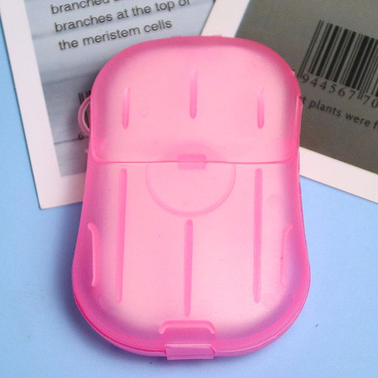 Портативные мыльные листы для путешествий - Одноражная мини-бумага для мытья рук розовый