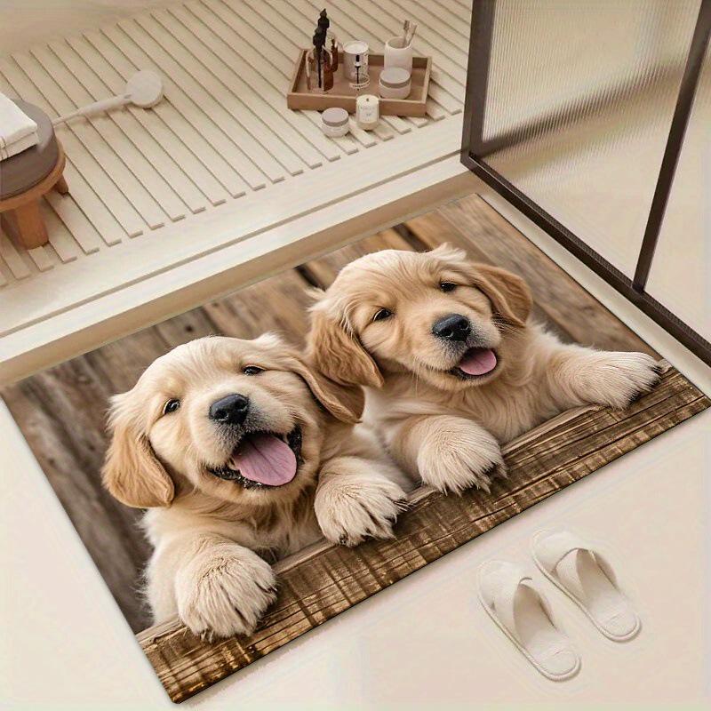 Temu Cute Cartoon Water-Absorbent Anti-slip Flannel Floor Mat for Entryway & Bathroom
