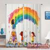 Set Of 2 Flat Printing Curtains Without Rod Rainbow Creators Chic Curtain Fabric Polyester Room Decor Suitable