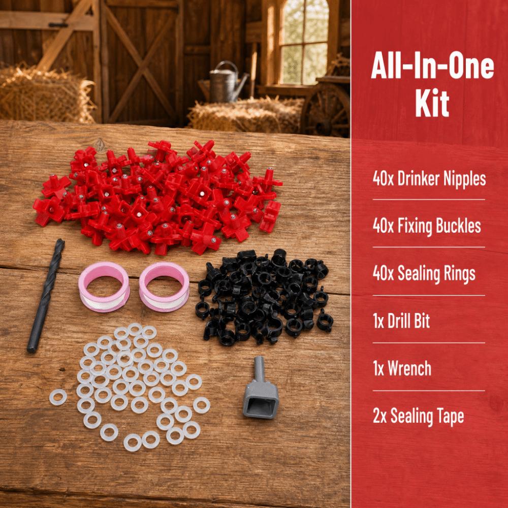 40Pcs Steel Chicken Waterer Nipples Plastic Automatic Poultry Nipple Chicken Water Nipples Chickens