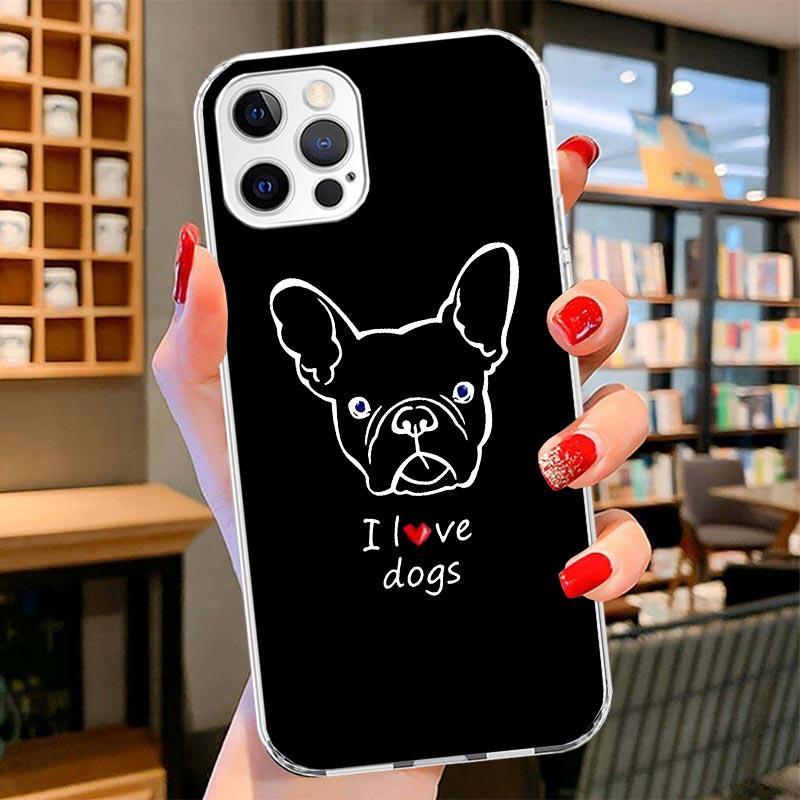 

French Bulldog Black White Cover Phone Case For iPhone 16 17 Air 15 14 Pro Max 16E Phone Case 13 Mini 12 11 7 SE 8 Print Pattern iPhone 13