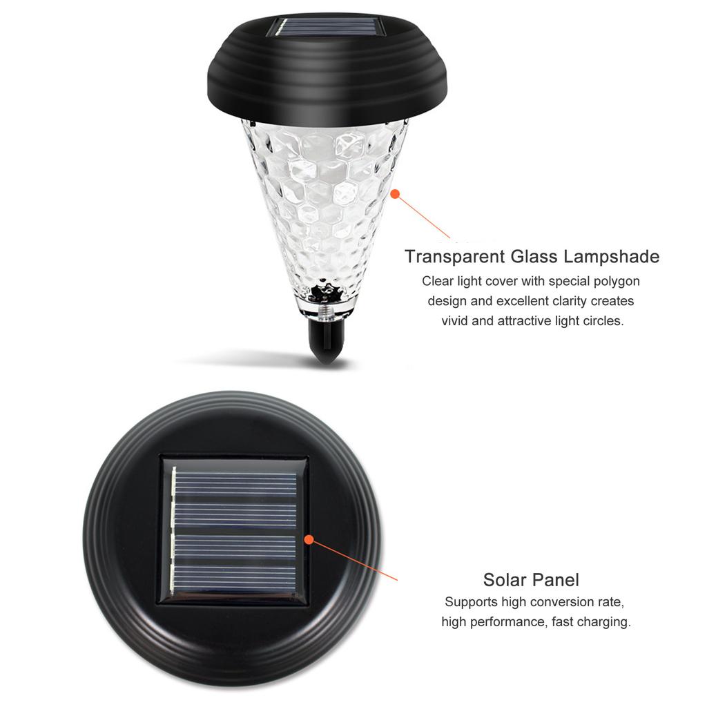 4 Packs Outdoor Lawn Lamp Solar Powered Pathway Light Landscape Decorative Garden Lights Waterproof Glass Lampshade