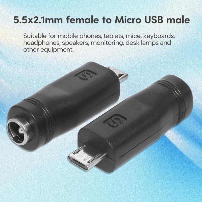 Professioneller DC5.5x2.1mm Netzteil, Buchse auf Stecker Konverter Adapter DC5521 auf Mini-USB/Micro-USB/Typ-C Stecker