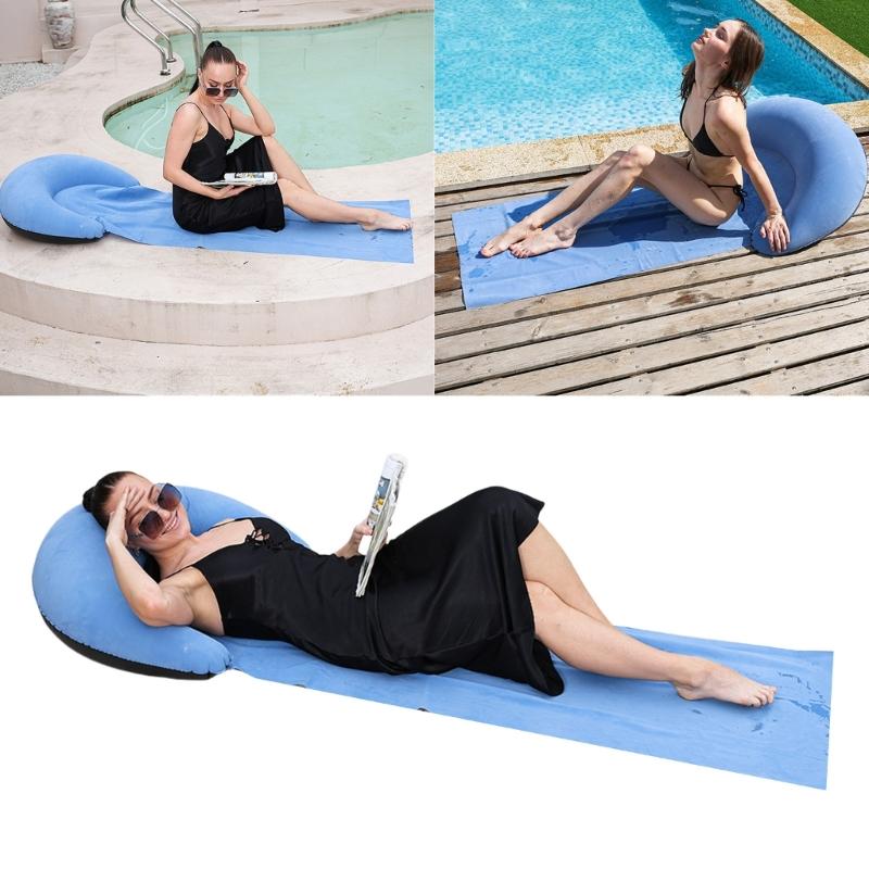 Portable Back Pillow Cushions Chair Easy Transport Blanket Quick Inflation Air Bed Travel Mattress for Pools party