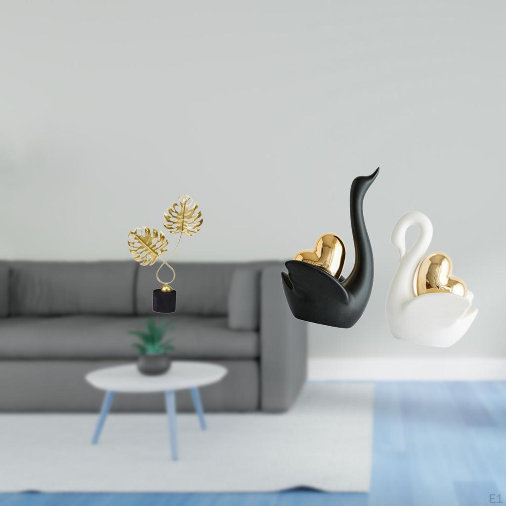 Elegant Swan Iron Figurine Sculpture Unique Tabletop Ornament Art Collectible for Desk Cabinet