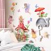 cartoon mushroom castle wall sticker for nursery self adhesive kids room cute fairy wall decal
