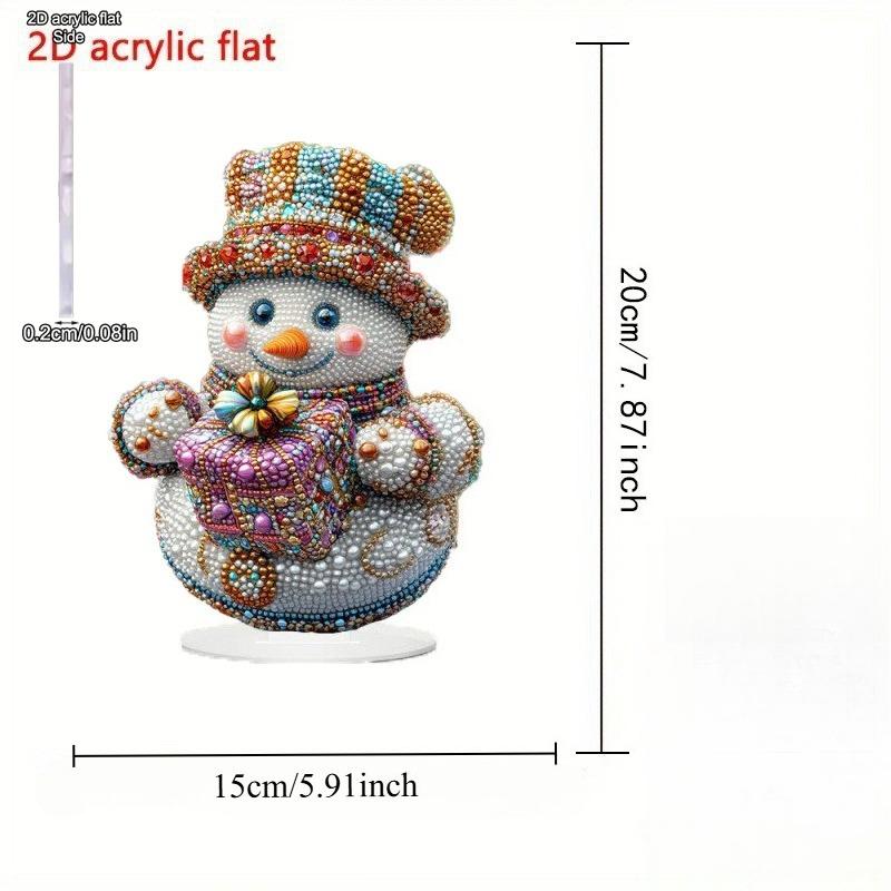 2D Flat, Christmas Snowman Acrylic Desktop Decoration, with Base, Suitable for Wall Decoration, Porch, Room, Villa, Accents Home, Hallway, or Workplac