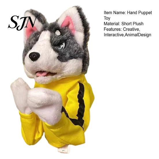 Giocattoli da Masticare Sicuri per Cuccioli, Guanto da Boxe Husky, Giocattolo Guanto da Combattimento Animale con Effetti Sonori, Animali di Peluche Sonori, Marionette Kung Fu