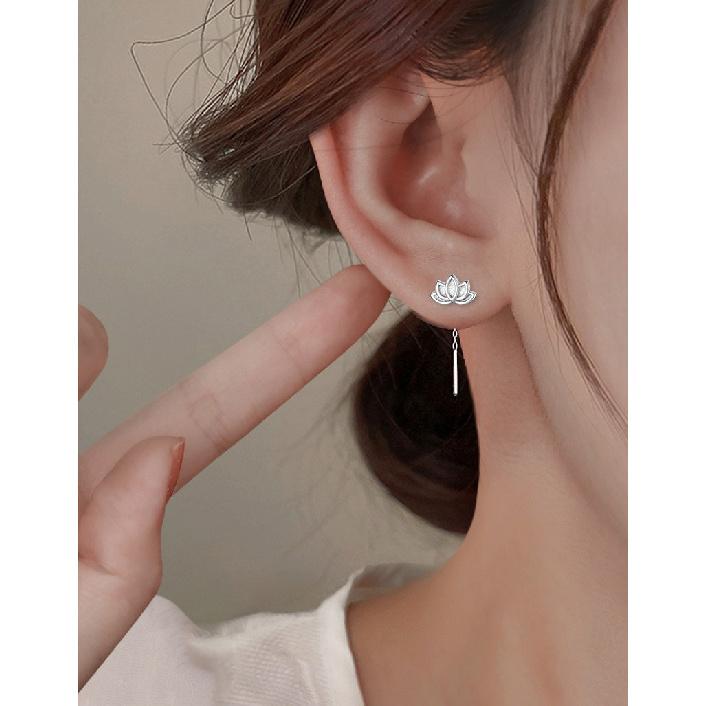 VENTFILLE 925 Sterling Silver Drop Earring For Women Lotus Flower Tassels Refreshing Personality Jewelry Gift Dropshipping