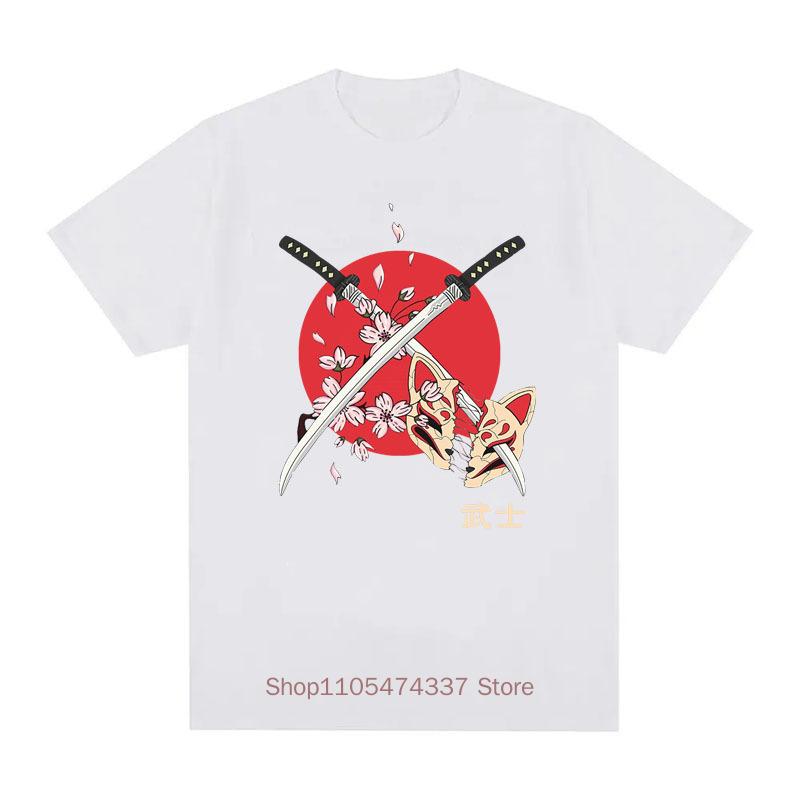 Samurai Schwert Gedrucktes Unisex T-Shirt Sommer Harajuku Lässige Mode Streetwear Vintage Oberteile Unisex Lockerer Rundhals Kurzarm T-Shirts