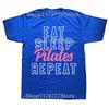Funny Eat Sleep Pilates Repeat Pink Cute T Shirts Cotton Short Sleeve Gifts Mens Clothing Fashion Casual Loose Oversized T Shirt
