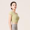 Women Short Sleeve Yoga Shirts Running Shirt Gym Workout Quick Dry Tops Seamless Nylon Sports T-Shirt  Elastic Crop Top