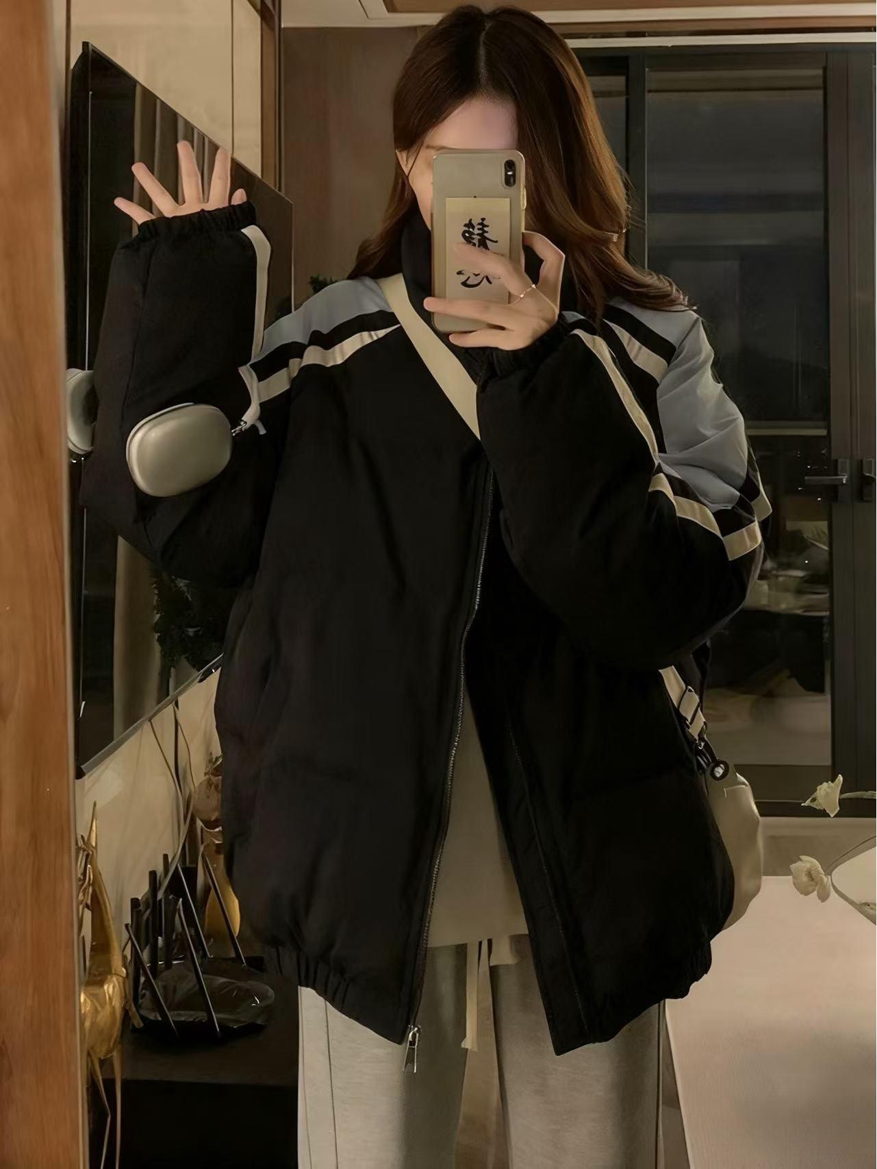 

American Raglan Colorblock Cotton Jacket: Men’s & Women’s Winter Trend, Loose Thickened Design, Customizable Logo, Unisex. XXXL синій/чорний