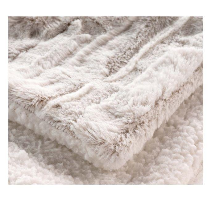 Plaid a poils doux et sherpa 125 x 150 cm Lynx