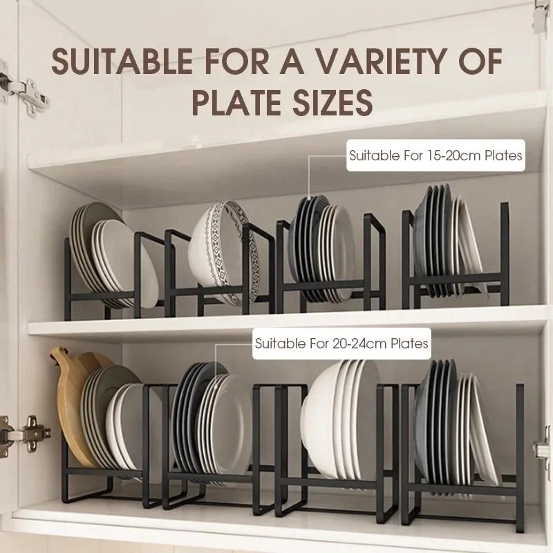 4/2/1pcs kitchen cabinet plate storage countertop dish rack drawer dinner plate partition drain rack layered storage rack