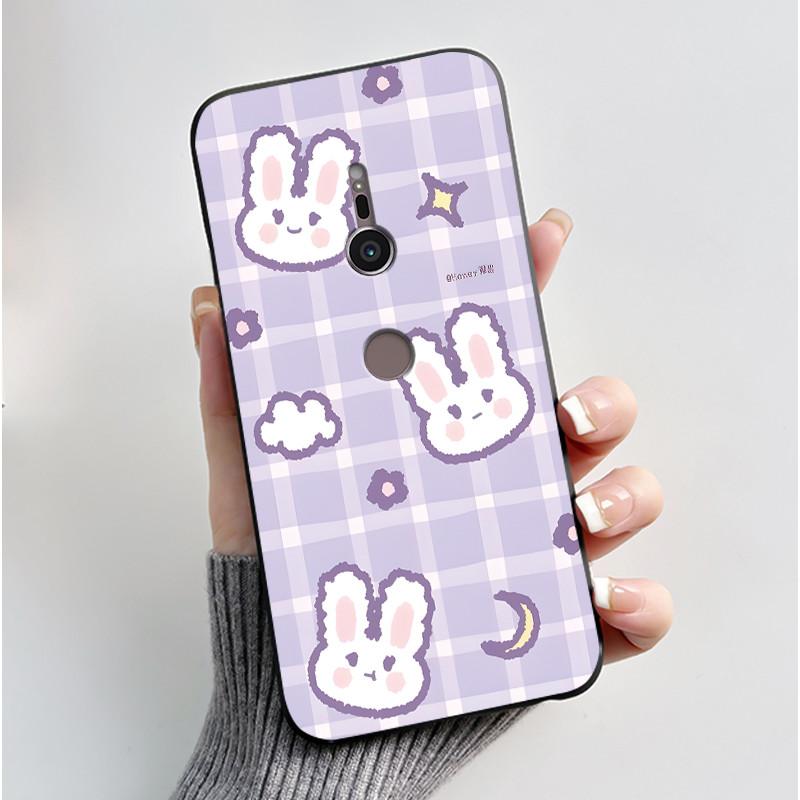 Case For sony Xperia XZ2 XZ3 Black Silicone Soft TPU Phone Case sony XZ2 XZ3 Luxury Cute Love Rabbit Funny Protective Back Cover
