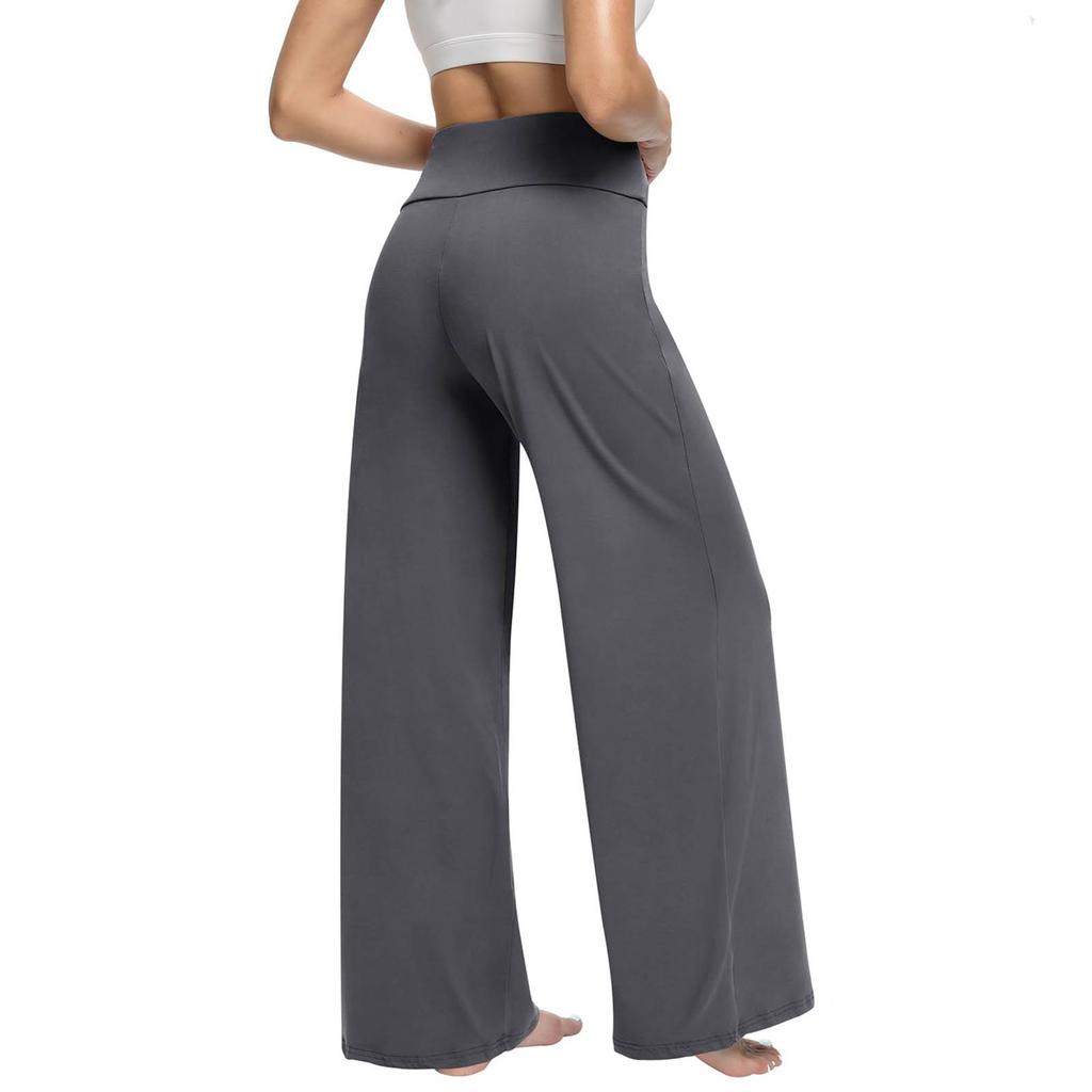 Damskie spodnie z szerokimi nogawkami Letnie, luźne spodnie z elastyczną talią Spodnie do jogi z kieszeniami