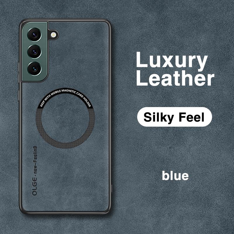 

Замшевая кожа для чехла с магнитной беспроводной зарядкой Magsafe для Samsung Galaxy S23 S22 S21 Ultra Plus S21FE Note 20 Ultra For Galaxy S23 синий