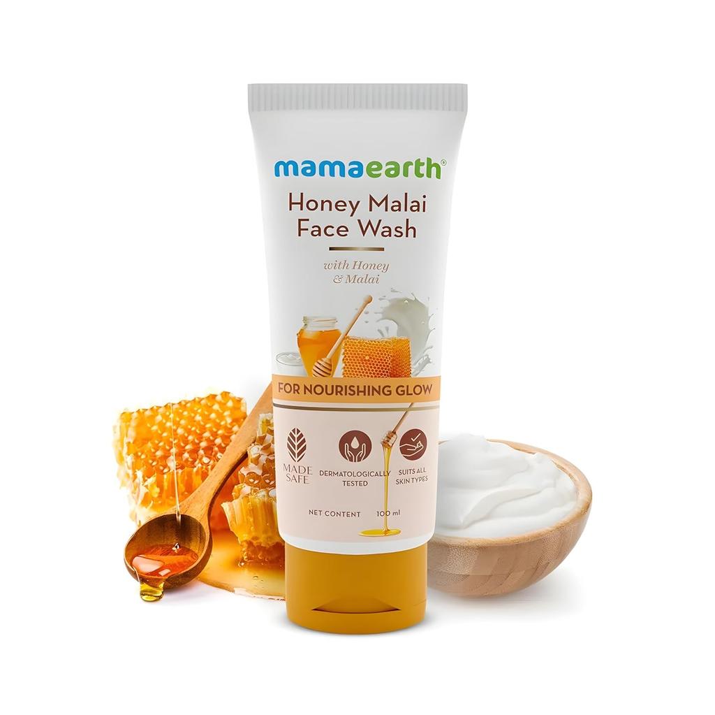 Mamaearth Honey Malai Face Wash 100 Ml For Nourishing Glow & Radiant Skin | Gentle Daily Cleanser For Dry & Combination Skin