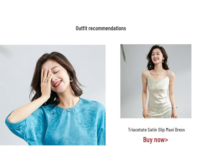 Women's High-End Chinese Style 100% Pure Mulberry Silk Ribbed Jacquard Top & Pants Set