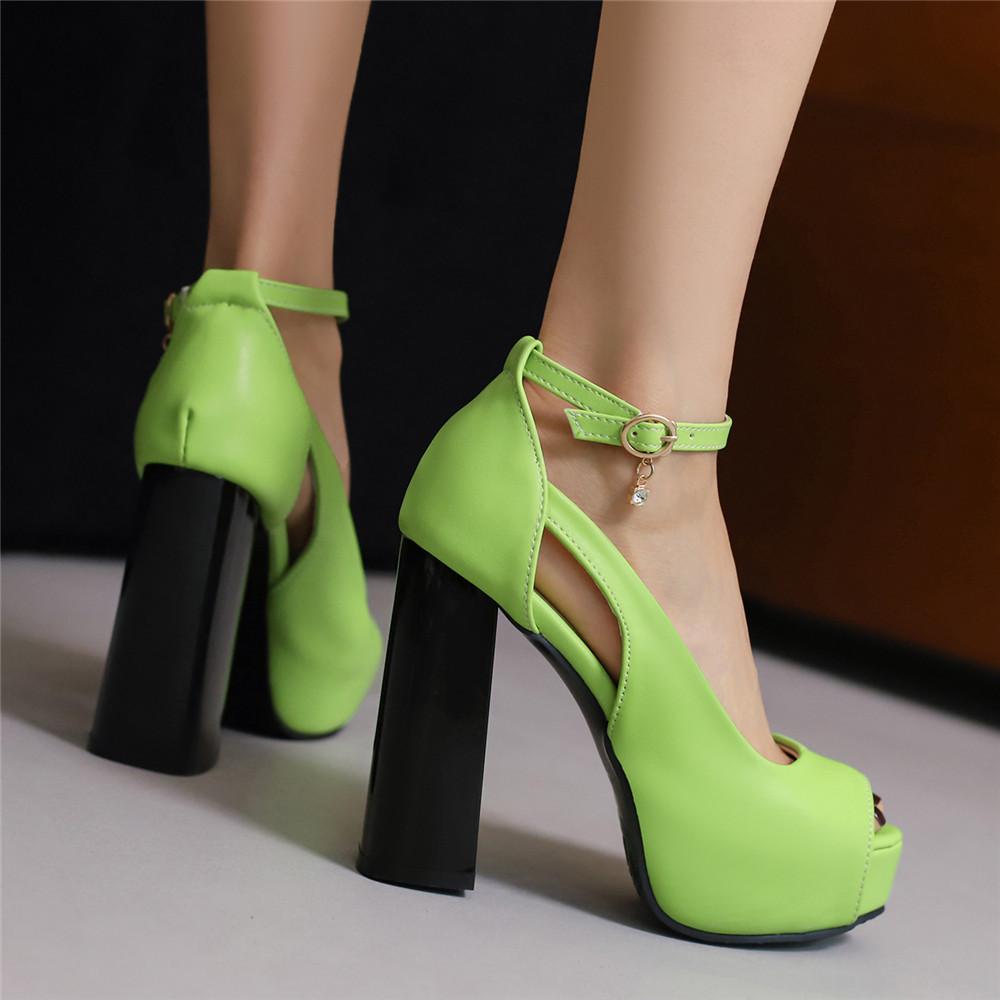 Fashion Summer European and American Peep Toe Shoes Super High-Heeled Pumps Platforms Goth Sandals Ankle Strap Buckle Wedding Party Shoe